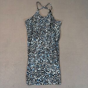 Athleta Womens Small Robe Infinity Dress Built In Stretch Shorts Blue Print Camo